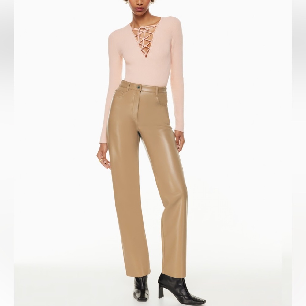 Aritzia Wilfred the Melina high waisted vegan leather pant cropped